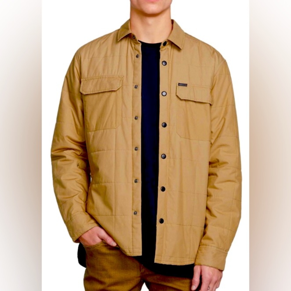 Volcom Lightweight Larkin Quilted Puffer Jacket Large Tan Brown